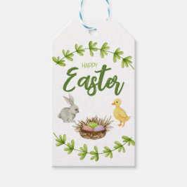 Etiqueta Para Presente Felz pascoa, coelho, pato, ovos no cesto