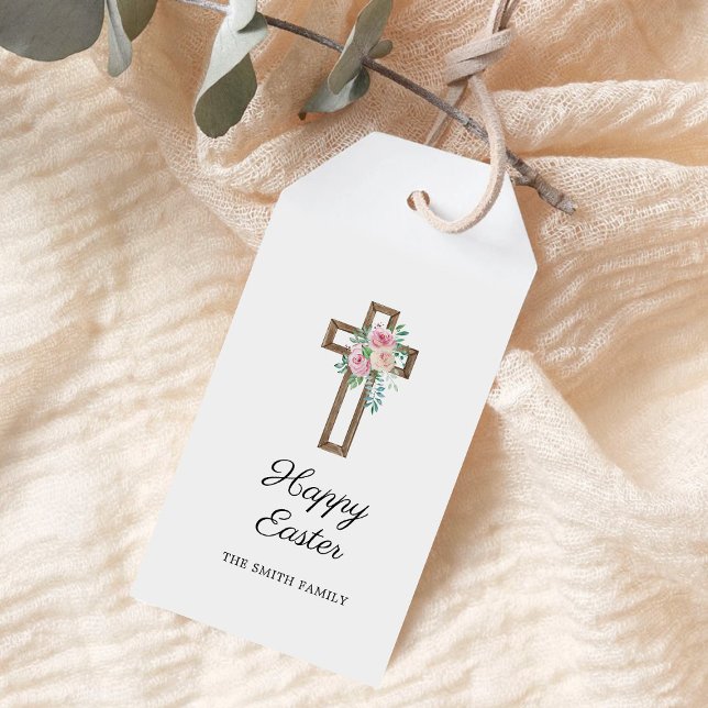 Etiqueta Para Presente Felz pascoa Floral Cross (Criador carregado)