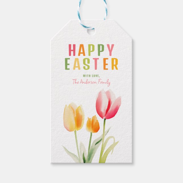 Etiqueta Para Presente Felz pascoa Tulips (Frente)