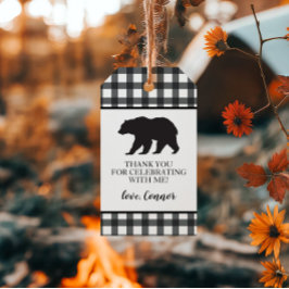 Etiqueta Para Presente Fera Unidade Urso Preto Xadrez Preto Búfalo Obriga