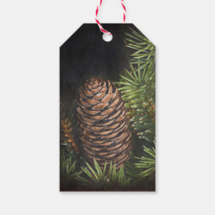 Etiqueta Para Presente Feriado agulhas tiradas giz de Pinecone e de pinho
