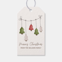 Etiqueta Para Presente Feriado da Árvore de Natal Mínimo da Vintage