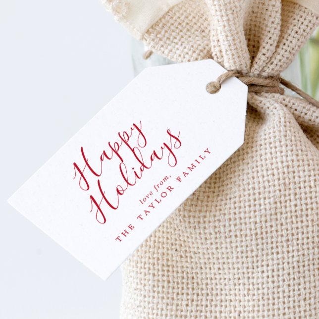 Etiqueta Para Presente Feriado da Família de Feriados Vermelhos Minimalis (Criador carregado)