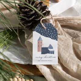 Etiqueta Para Presente Feriado da Vila Snowy