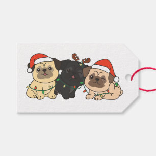 Etiqueta Para Presente Feriado de Cães de Natal Pug Cute
