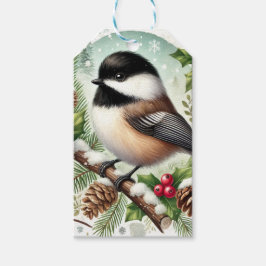 Etiqueta Para Presente Feriado de Chickadee