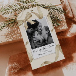 Etiqueta Para Presente Feriado de Fotografia do Arco Elegante Cream Doura