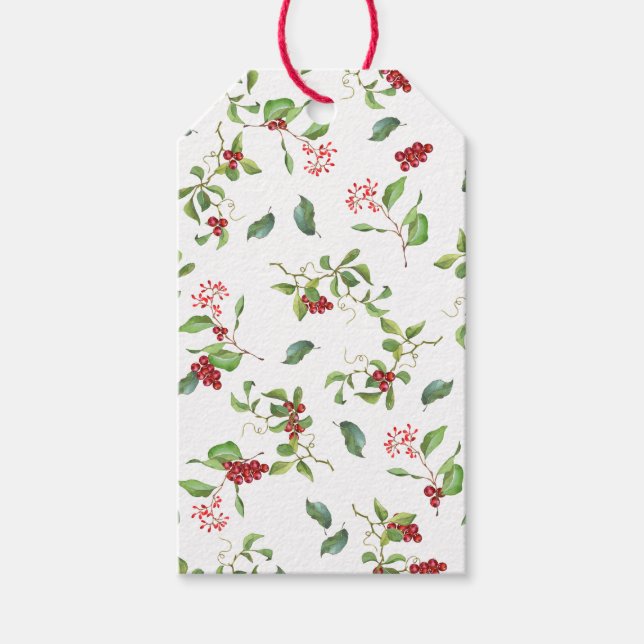 Etiqueta Para Presente Feriado de inverno e Berries (Frente)