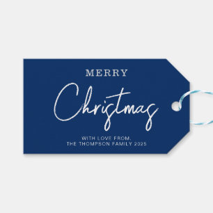 Etiqueta Para Presente Feriado de Natal Azul com Marinho Clássico Mínimo