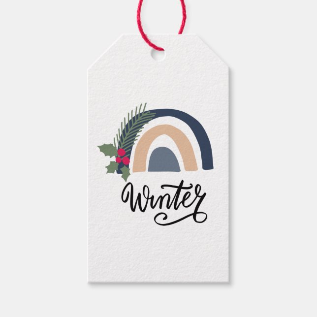 Etiqueta Para Presente Feriado de Natal bonito Boho Rainbow Winter (Frente)