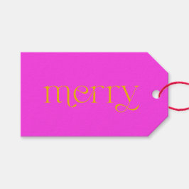 Etiqueta Para Presente Feriado de Natal da Feliz Brilhante Fúchsia e Lara