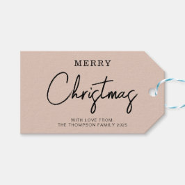 Etiqueta Para Presente Feriado de Natal de Creme Clássico Mínimo