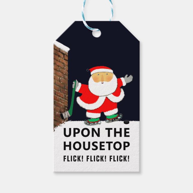 Etiqueta Para Presente Feriado de Natal de Hockey (Frente)