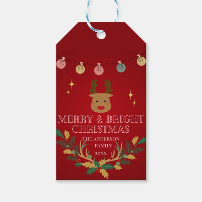 Etiqueta Para Presente Feriado de Natal Elegante (Frente)