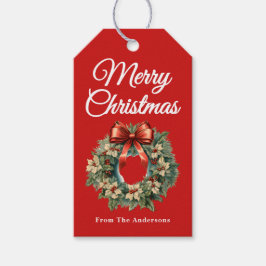 Etiqueta Para Presente Feriado de Natal Elegante Watercolor