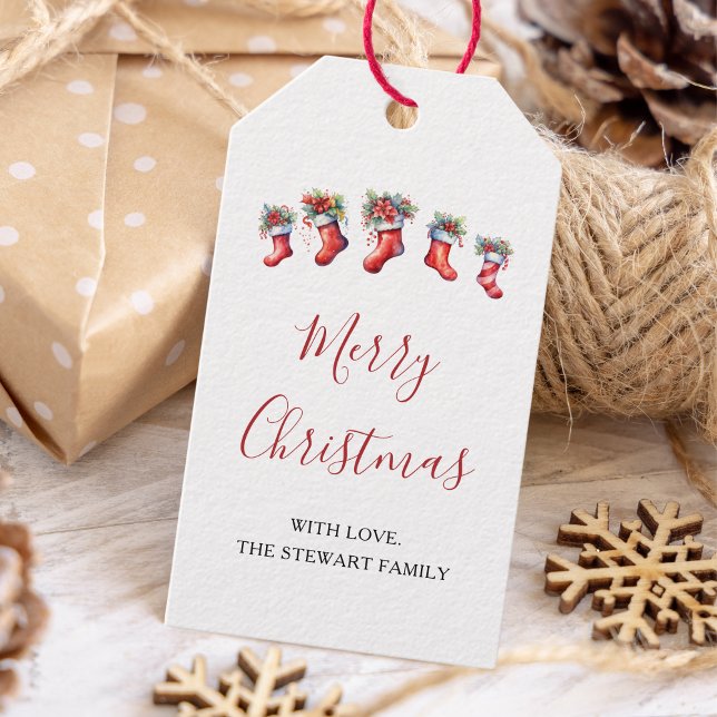 Etiqueta Para Presente Feriado de Natal em Aquarela Moderna (Criador carregado)