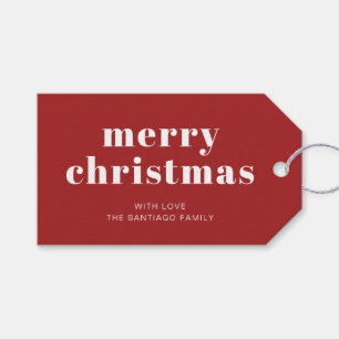 Etiqueta Para Presente Feriado de Natal Feliz Vermelho Brancos