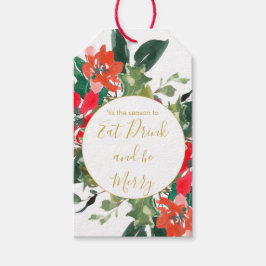 Etiqueta Para Presente Feriado de Natal Frota Holly Wreath