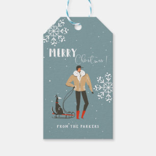 Etiqueta Para Presente Feriado de Natal Moderno do Século Médio Retro