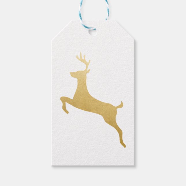Etiqueta Para Presente Feriado de Natal para Reindeer Dourado (Frente)