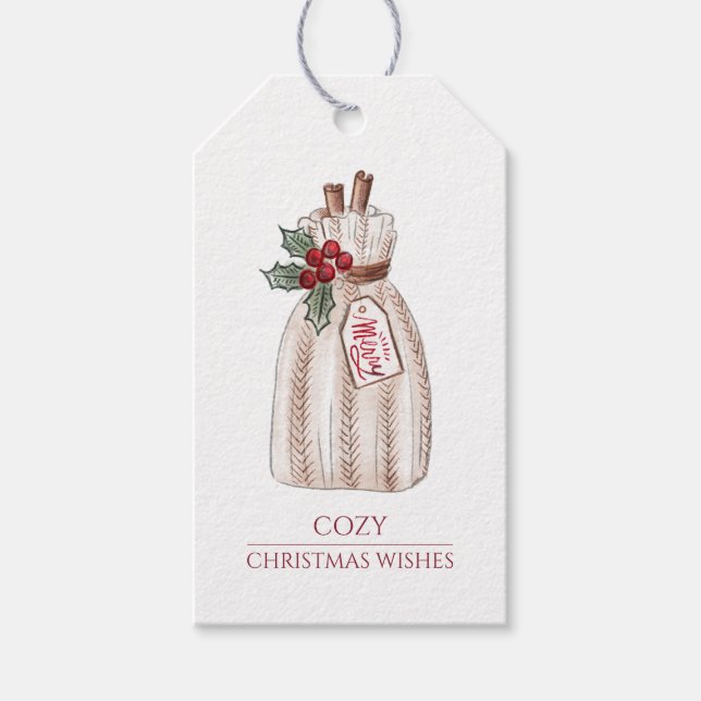 Etiqueta Para Presente Feriado de Natal Russo Cozy (Frente)