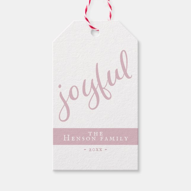Etiqueta Para Presente Feriado de Natal Simples, Pink e Blush (Frente)