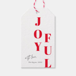 Etiqueta Para Presente Feriado de Natal Vermelho e Branco moderno do tipo