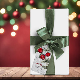 Etiqueta Para Presente Feriado de Ornamento de Pinheiros de Natal