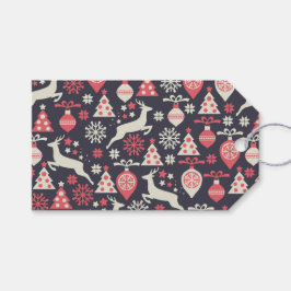 Etiqueta Para Presente Feriado de Padrão de Natal Retroativo da Vintage