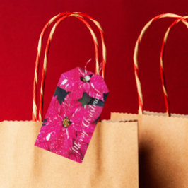 Etiqueta Para Presente Feriado de Poinsettias Variado Vermelho