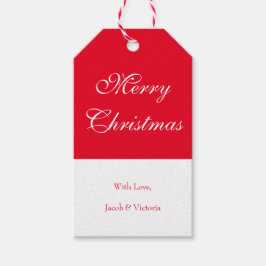 Etiqueta Para Presente Feriado de Script Vermelho Simples Feliz Natal