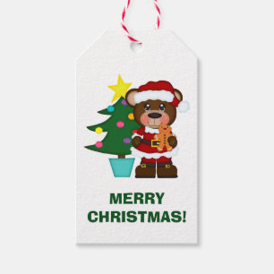 Etiqueta Para Presente Feriado do urso do papai noel