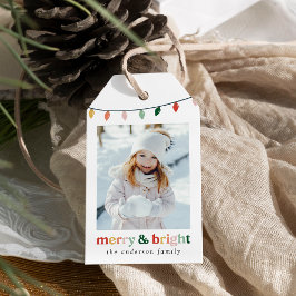 Etiqueta Para Presente Feriado em Feliz moderna e foto brilhante