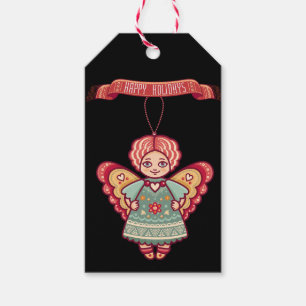 Etiqueta Para Presente Feriado Feliz/Anjo/ Etiqueta de presente de Natal