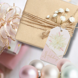 Etiqueta Para Presente Feriado Feliz, Rosa, do Script de Tendência da Poi