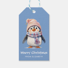 Etiqueta Para Presente Feriado Feriado de Bebê Pinguim Bonito