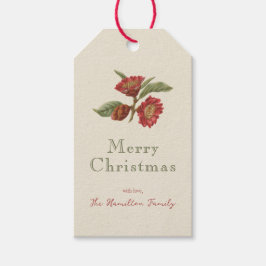 Etiqueta Para Presente Feriado Floral Vermelho Vintage Personalizado
