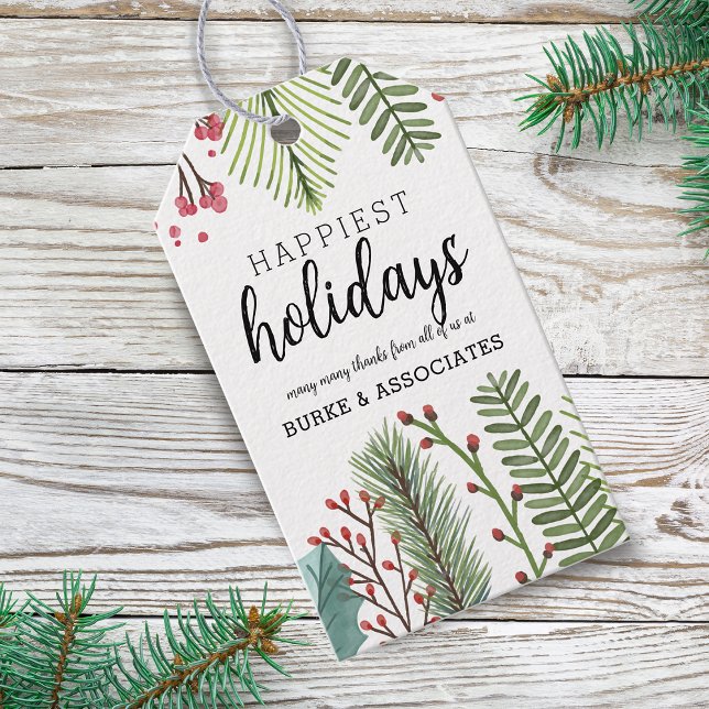 Etiqueta Para Presente Feriado Foliage Natal Personalizado (Holiday Foliage Christmas Personalized Gift Tags)