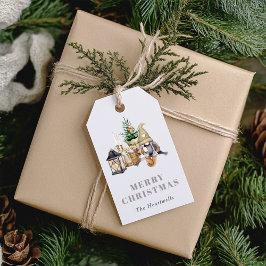 Etiqueta Para Presente Feriado Gnomo Russo da Watercolor