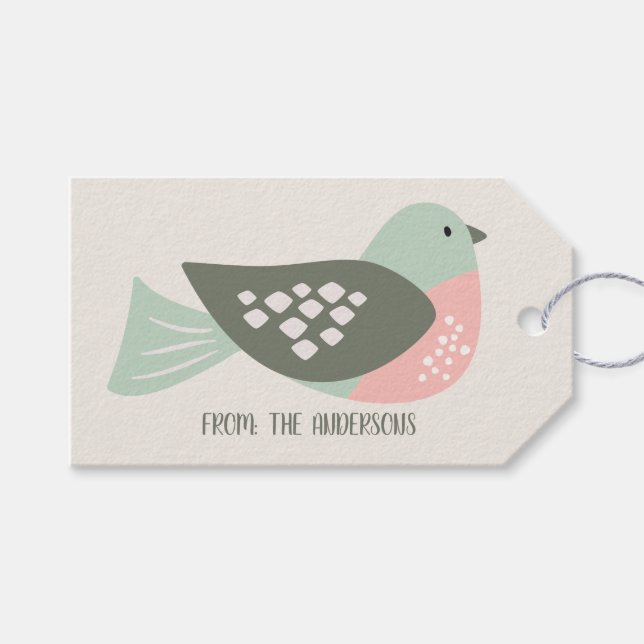 Etiqueta Para Presente Feriado Oleícola Verde de Creme Personalizado de A (Frente (horizontal))