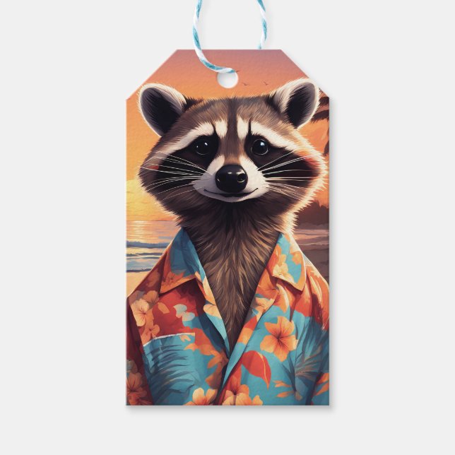Etiqueta Para Presente Feriado Raccoon (Frente)