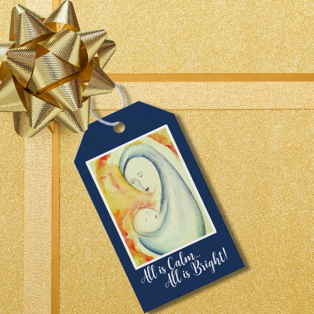 Etiqueta Para Presente Feriado Religioso de Arte Personalizada de Madona  (Criador carregado)