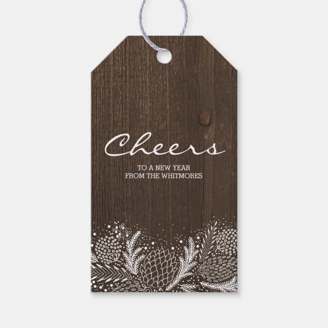 Etiqueta Para Presente Feriado Russo de Inverno Snowy Pines (Frente)