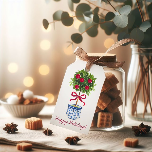 Etiqueta Para Presente Feriado Tópico Personalizado da Chinoiserie, (Criador carregado)