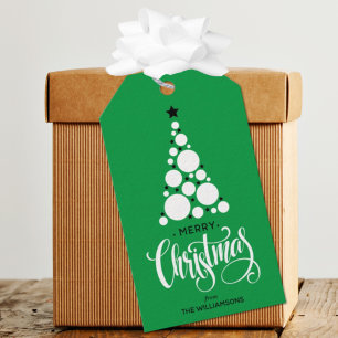 Etiqueta Para Presente Feriado Verde de Natal Moderno