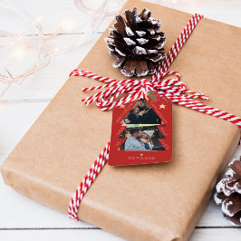 Etiqueta Para Presente Feriado Vermelho de Árvore de Fotografias de Natal