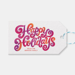 Etiqueta Para Presente Feriados Coloridos e Curvados com Letra manual