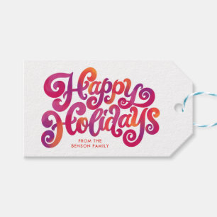 Etiqueta Para Presente Feriados Coloridos e Curvados com Letra manual