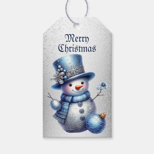 Etiqueta Para Presente Feriados de inverno elegantes do Natal Snowman (Frente)