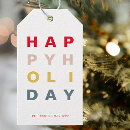 Etiqueta Para Presente Feriados felizes Coloridos Modernos